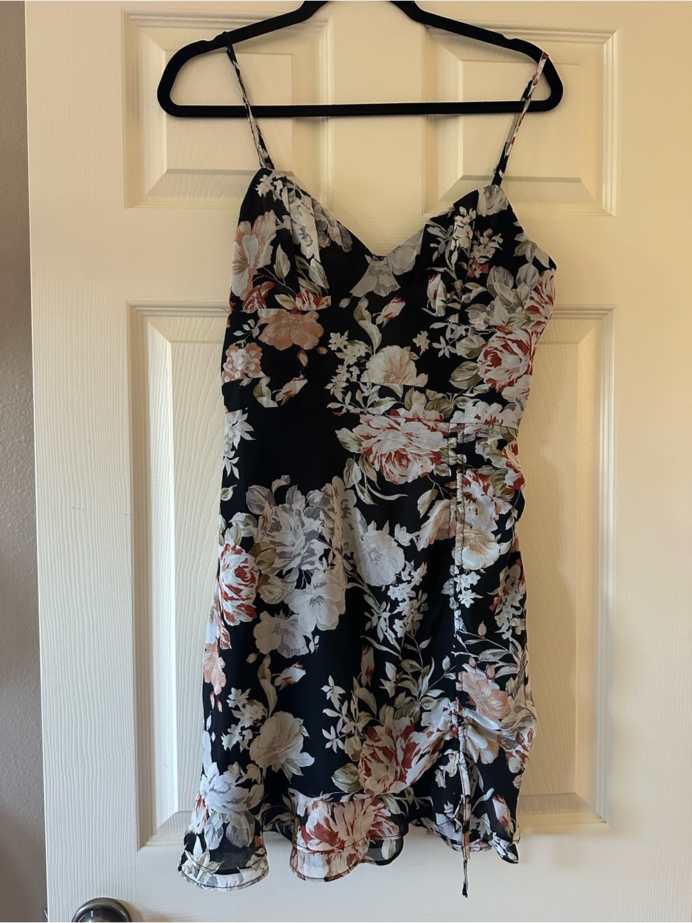 Lulu's Black Floral Spaghetti Strap Mini Dress - Picture 4 of 5
